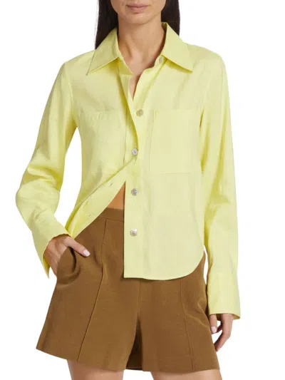 Vince Women's Linen Blend Button Front Shirt In Pomelo