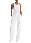 Vince High Waist Pull-on Stretch Linen Blend Pants In White