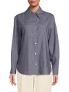 Vince Relaxed Fit Linen Blend Button-up Shirt In Iris Water