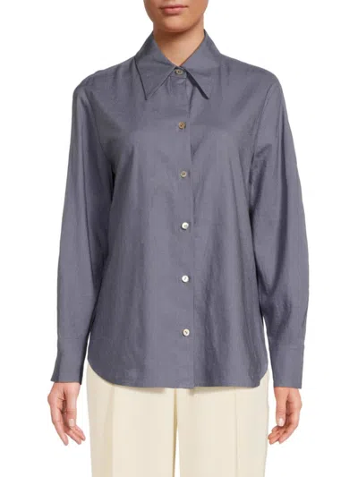 VINCE WOMEN'S LINEN-BLEND RELAXED SHIRT