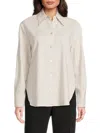 Vince Relaxed Fit Linen Blend Button-up Shirt In Salt Glass