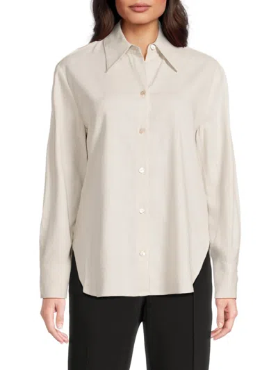 VINCE WOMEN'S LINEN-BLEND RELAXED SHIRT