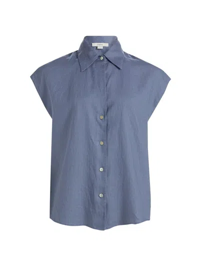 Vince Women's Linen Cap-sleeve Blouse In Brown