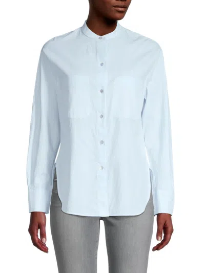 Vince Women's Mandarin-collar Shirt In Powder Blue