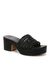 Vince Margo Crochet Leather Platform Sandals In Black Leather