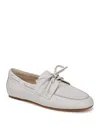 Vince Marin Leather Boat Loafers In Sabbia White Leather