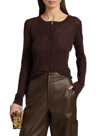 Vince Women's Merino Wool Henley In Cherry Night