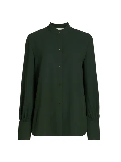 Vince Women's Metal Button-detailed Long-sleeve Shirt In Green