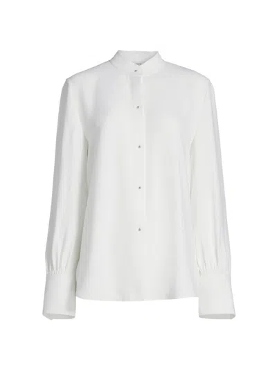 Vince Women's Metal Button-detailed Long-sleeve Shirt In White