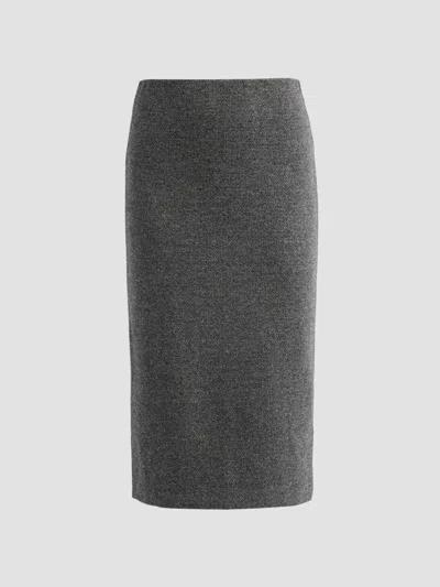 Vince Women's Micro-houndstooth Cotton-blend Jacquard Skirt In Gray