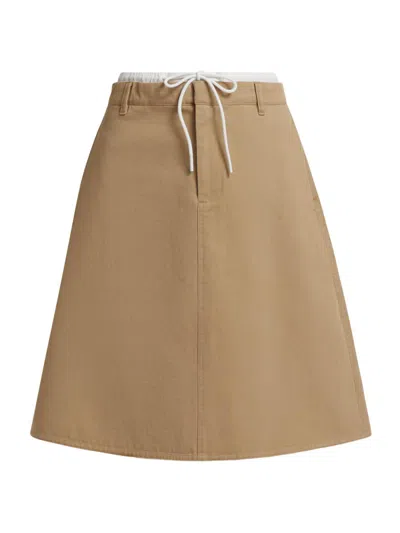 Vince Double Waistband A-line Skirt In Sandbar In Brown
