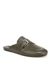 Vince Minetta Leather Buckle Mules In Blue
