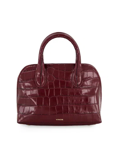 Vince Women's Mini Delphine Croc-embossed Leather Top Handle Bag In Burgundy