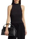 Vince Metallic Mock Neck Alpaca-blend Tank In Black Metallic