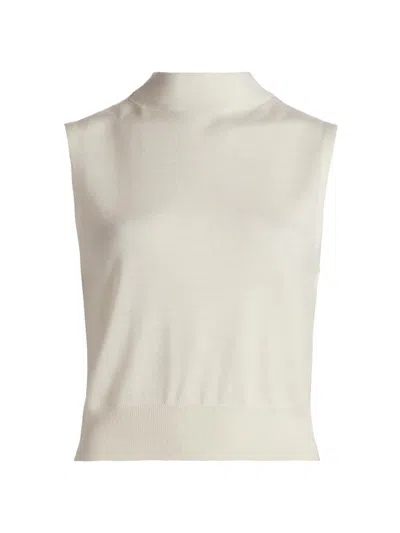 Vince Women's Mock Turtleneck Sleeveless Sweater In White