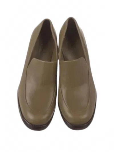 Vince Women Narisa Leather Slip On Platform Loafers Shoes In Olive Green