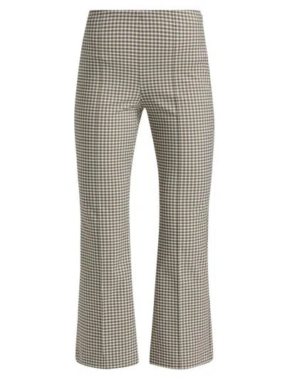 Vince Women's Niki Gingham Crop Kick Flare Pants In Gray