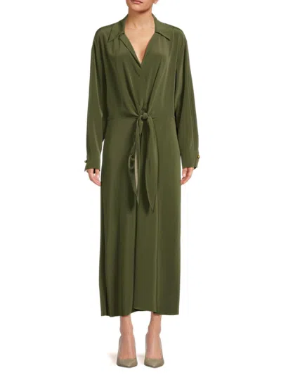 Vince Women's Notched Tie-front Midi Dress In Bay Leaf