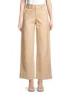 VINCE WOMEN'S NUBUCK WIDE-LEG LAMB LEATHER PANTS