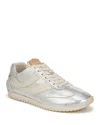 Vince Oasis Metallic Leather Retro Sneakers In Silver