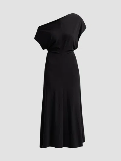 Vince Matte Jersey Off-the-shoulder Midi Dress In Black