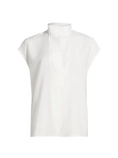 Vince Women's Open Collar Cap-sleeve Blouse In White