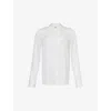 Vince Womens Optic White Curved-hem Slim-fit Silk-blend Shirt In Optic White