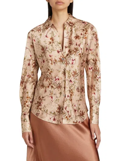 Vince Women's Orchid Vine Silk Blouse In Multi