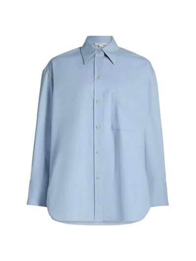 Vince Women's Oversized Cotton Button-front Shirt In Blue
