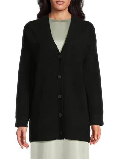 Vince Women's Oversized Double-knit Wool-cashmere Cardigan In Black