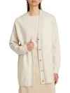 Vince Women's Oversized Double-knit Wool-cashmere Cardigan In Heather Ecru