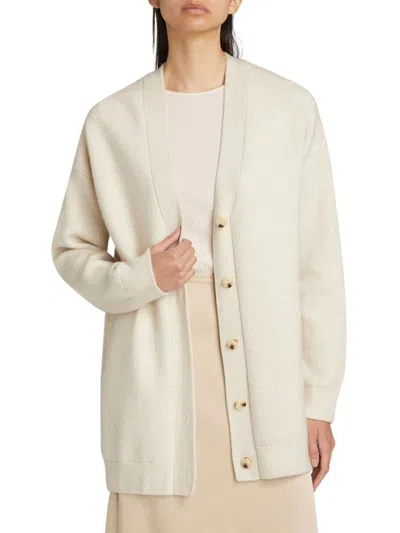 Vince Women's Oversized Double-knit Wool-cashmere Cardigan In Heather Ecru