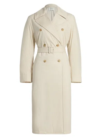 Vince Women's Padded Tie-waist Cotton Trench Coat In White