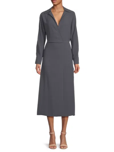 Vince Women's Peak Collar Midi-dress In Gray