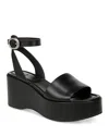Vince Women's Phillipa Leather Platform Ankle Strap Sandals In Black Leather