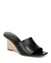 Vince Womens Pia Espadrille Mules Wedge Sandals Black Leather In Black