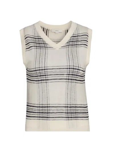 Vince Women's Plaid V-neck Wool Vest