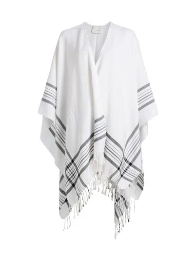 Vince Women's Plaid-trim Cotton-cashmere Cape In White