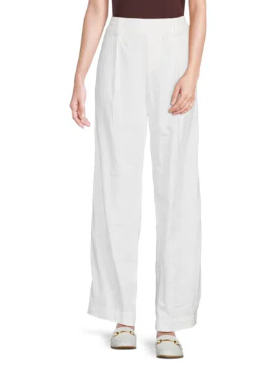 Vince Women's Pleated Stretch Linen Pants In Optic White