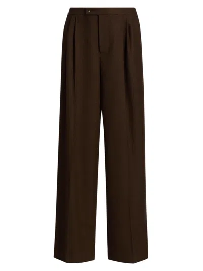 Vince Women's Pleated Wool-blend Wide-leg Trousers In Brown