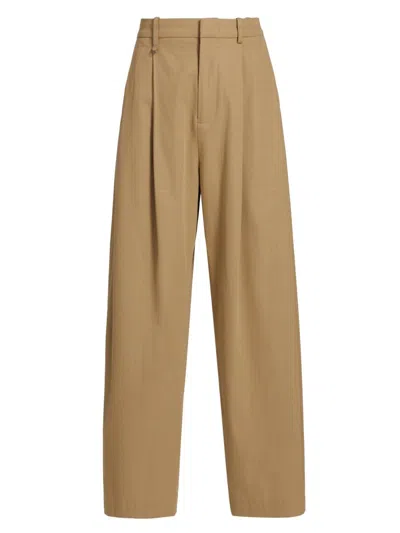 Vince Women's Pleated-front Mid-rise Wide-leg Trousers In Brown