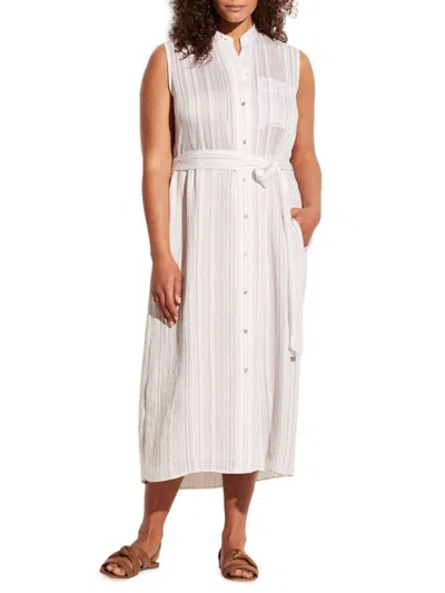 Vince Women's Plus Drapey Striped Midi Shirt Dress In Optic White