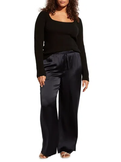 Vince Women's Plus Satin Silk Drawstring Pants In Black