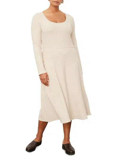 Vince Women's Plus Sccopneck Ribbed Midi Dress In Dark Ivory