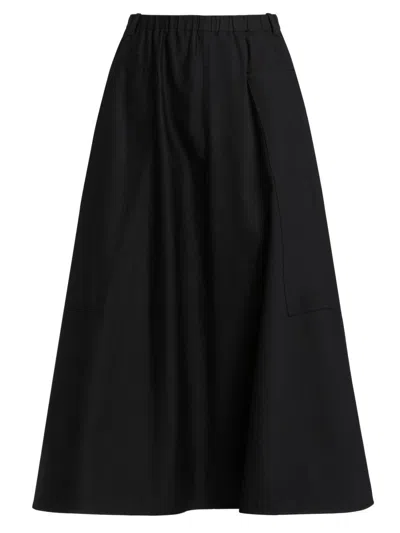 Vince Women's Pocket Full Cotton Midi-skirt In Black