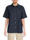 Vince Women's Point Collar Cotton Shirt In Coastal