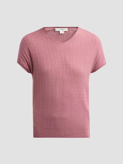 Vince Women's Pointelle Wool T-shirt In Pink