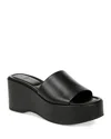 Vince Polina Leather Slide Platform Sandals In Black Leather