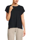 Vince Women's Popover Short Sleeve T-shirt In Coastal Blue
