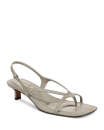 Vince Posie Leather Kitten Heel Slingback Sandal In Gray